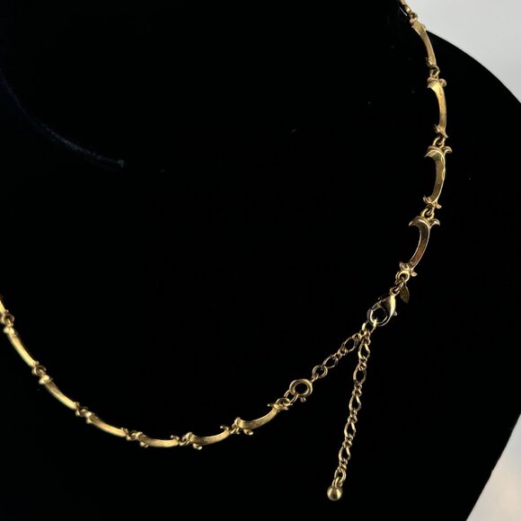 Vintage Gold and Vine, Y Necklance, Birolette Glass and Rhinestones, Pendant - Picture 14 of 14